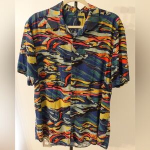 Perry Ellis Colorful Abstract Button Down Shirt